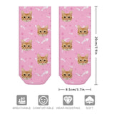 Personalised Pet Socks Custom Cat Face Fish Bone Ankle Socks - Pink Background For Pet Lovers