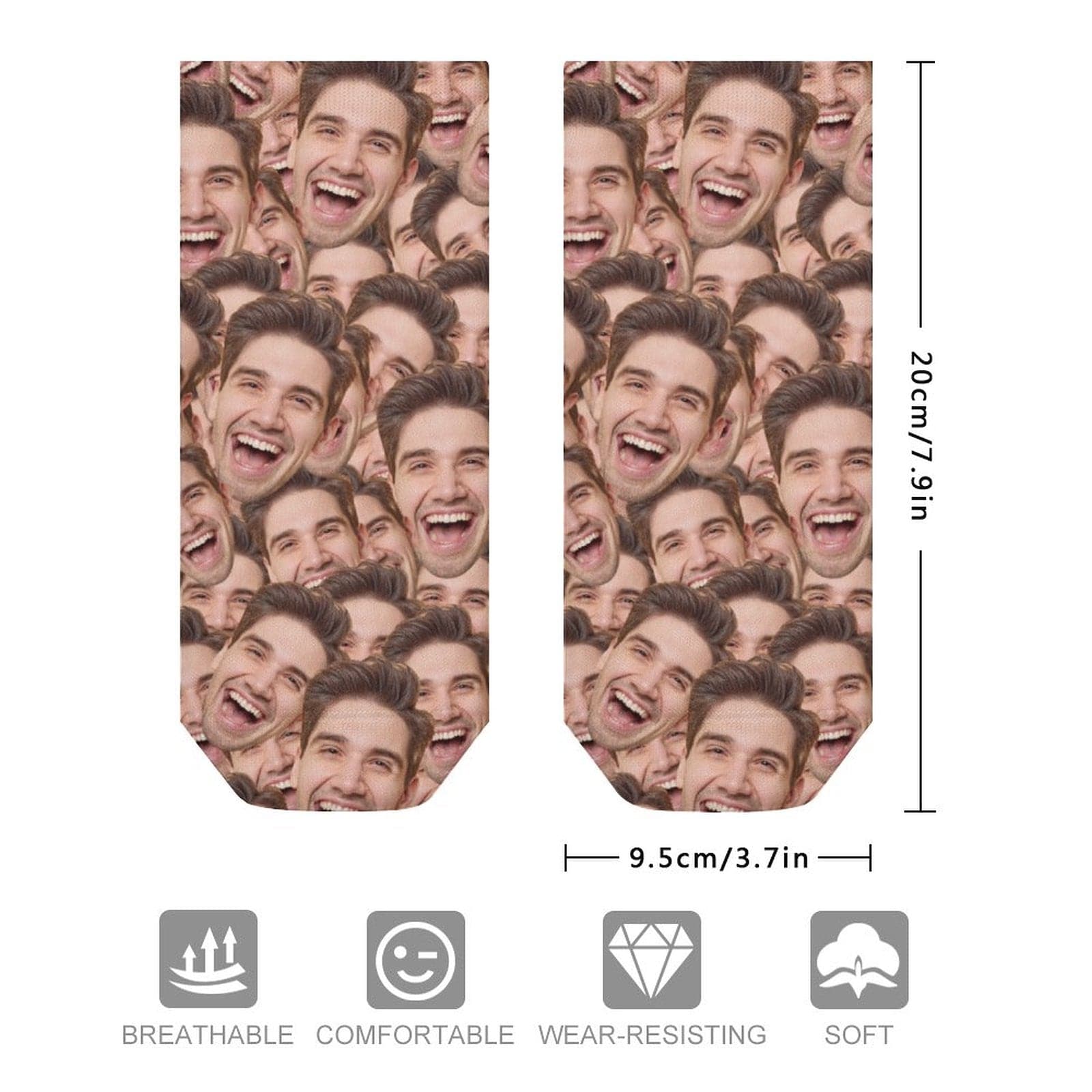 Personalised Socks with Boyfriends Face Custom Seamless Photo Socks Low Cut Ankle Socks