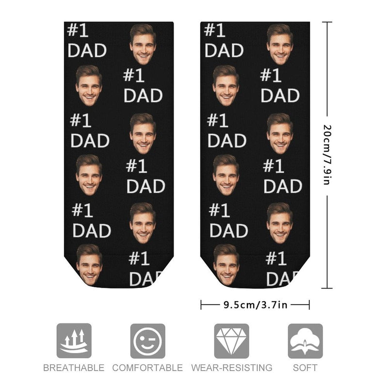 Personalized Dad Socks Custom Face Dad Black Background Ankle Socks For Australian Father's Day