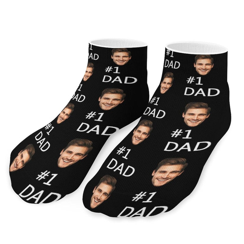 Personalized Dad Socks Custom Face Dad Black Background Ankle Socks For Australian Father's Day