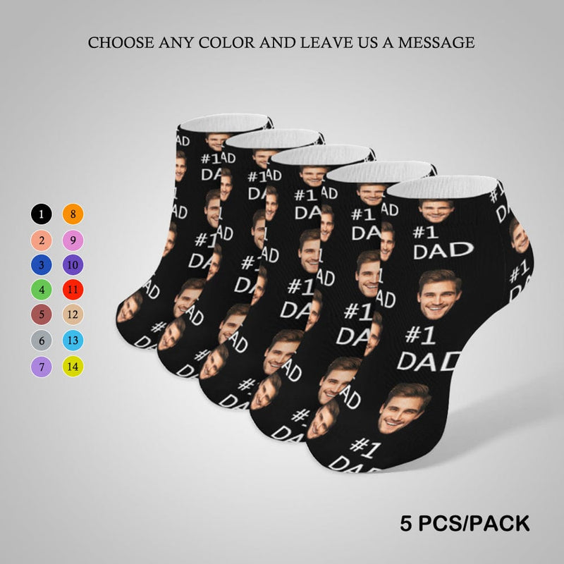 Personalized Dad Socks Custom Face Dad Black Background Ankle Socks For Australian Father's Day