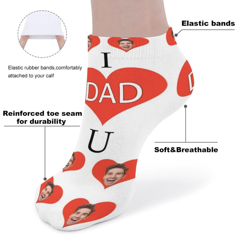 Personalized Dad Socks Custom Face I Love Dad White Background Ankle Socks For Australian Father's Day