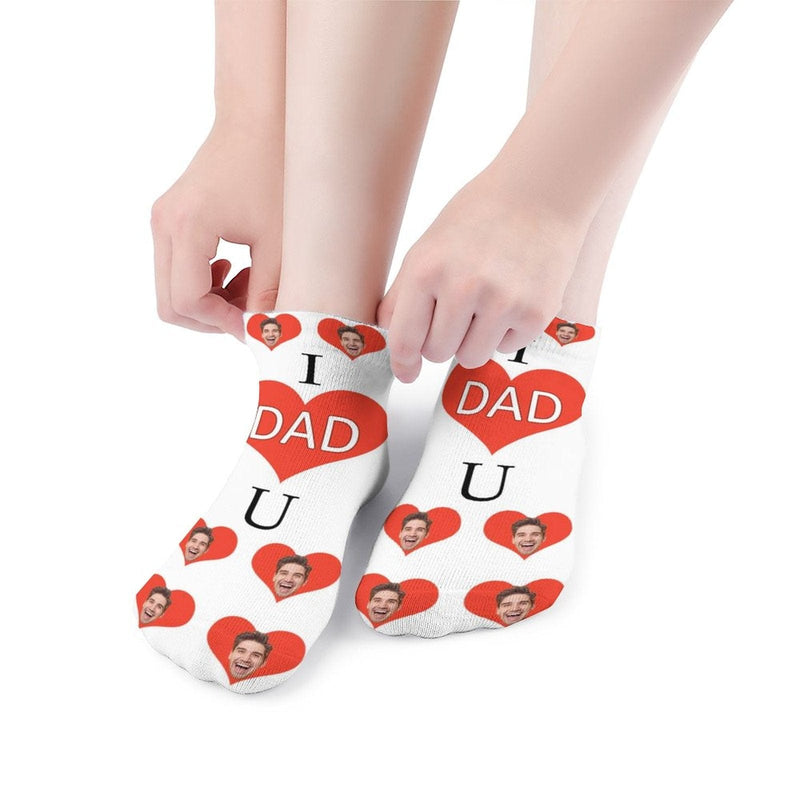 Personalized Dad Socks Custom Face I Love Dad White Background Ankle Socks For Australian Father's Day