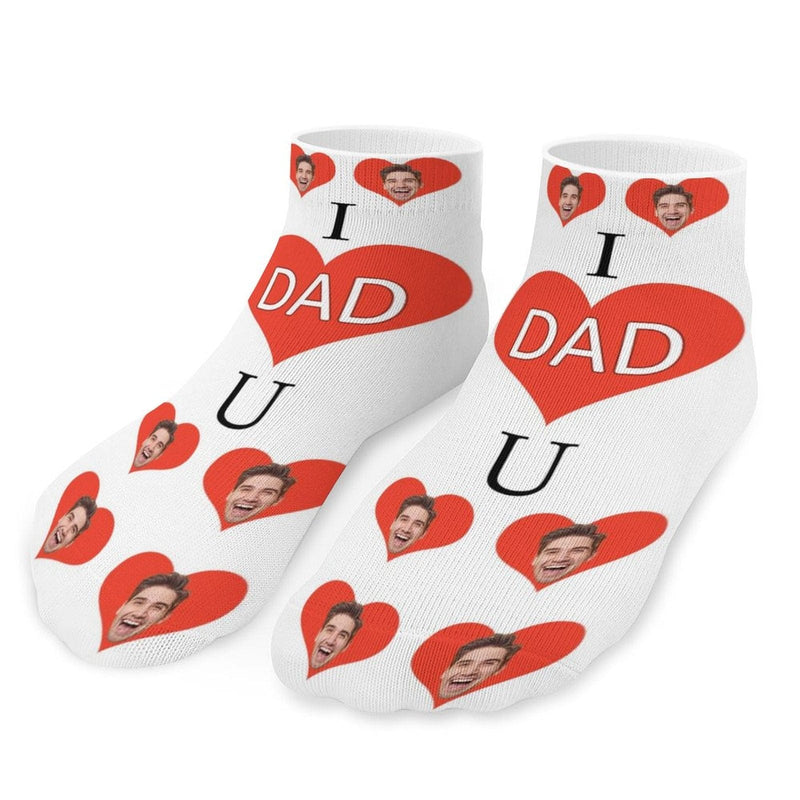 Personalized Dad Socks Custom Face I Love Dad White Background Ankle Socks For Australian Father's Day