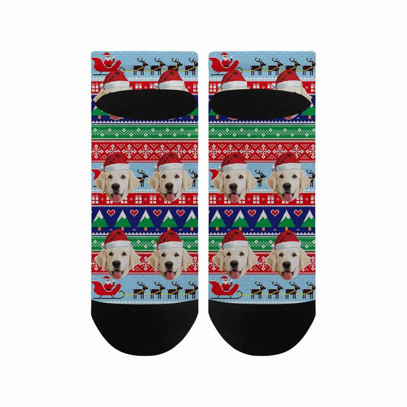 Christmas Custom Photo Sock Dog Face Pet Socks Personalized Christmas Socks Ankle Socks