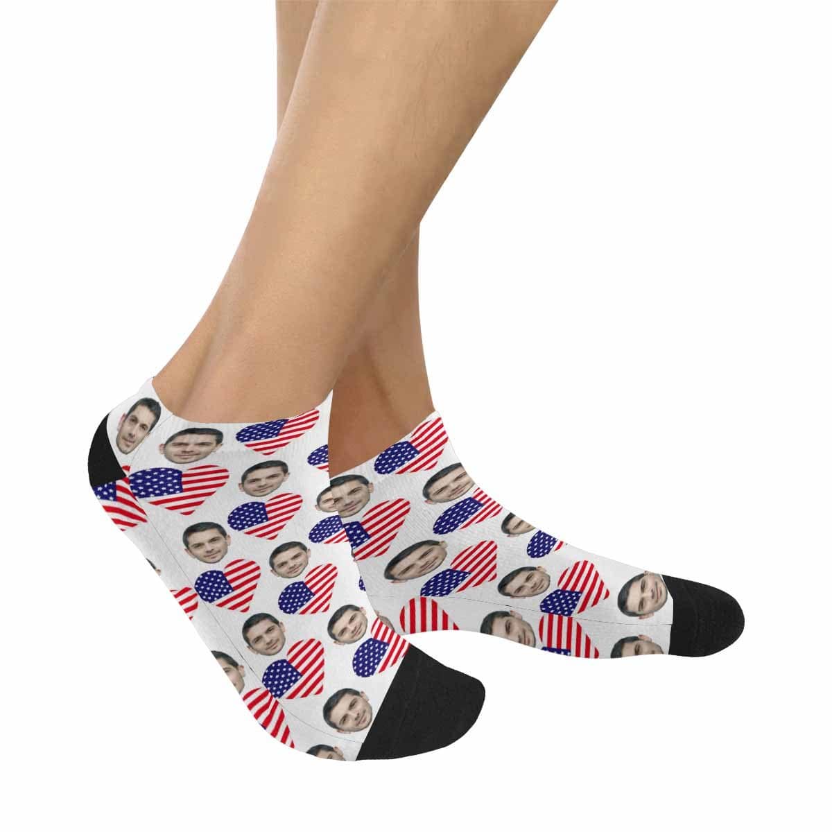 Custom Boyfriend Face Socks Personalized Love Flag Women&