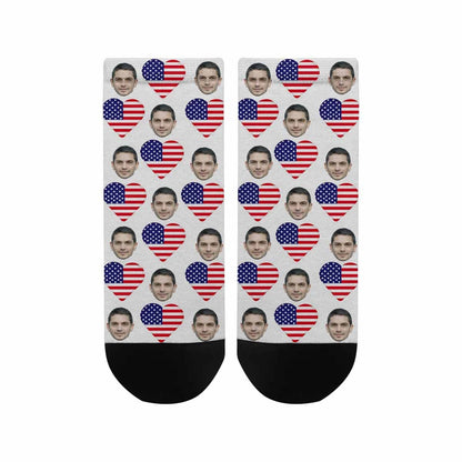 Custom Boyfriend Face Socks Personalized Love Flag Women&