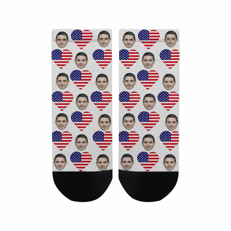 Custom Boyfriend Face Socks Personalized Love Flag Women's Ankle Socks