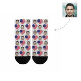 Custom Boyfriend Face Socks Personalized Love Flag Women's Ankle Socks