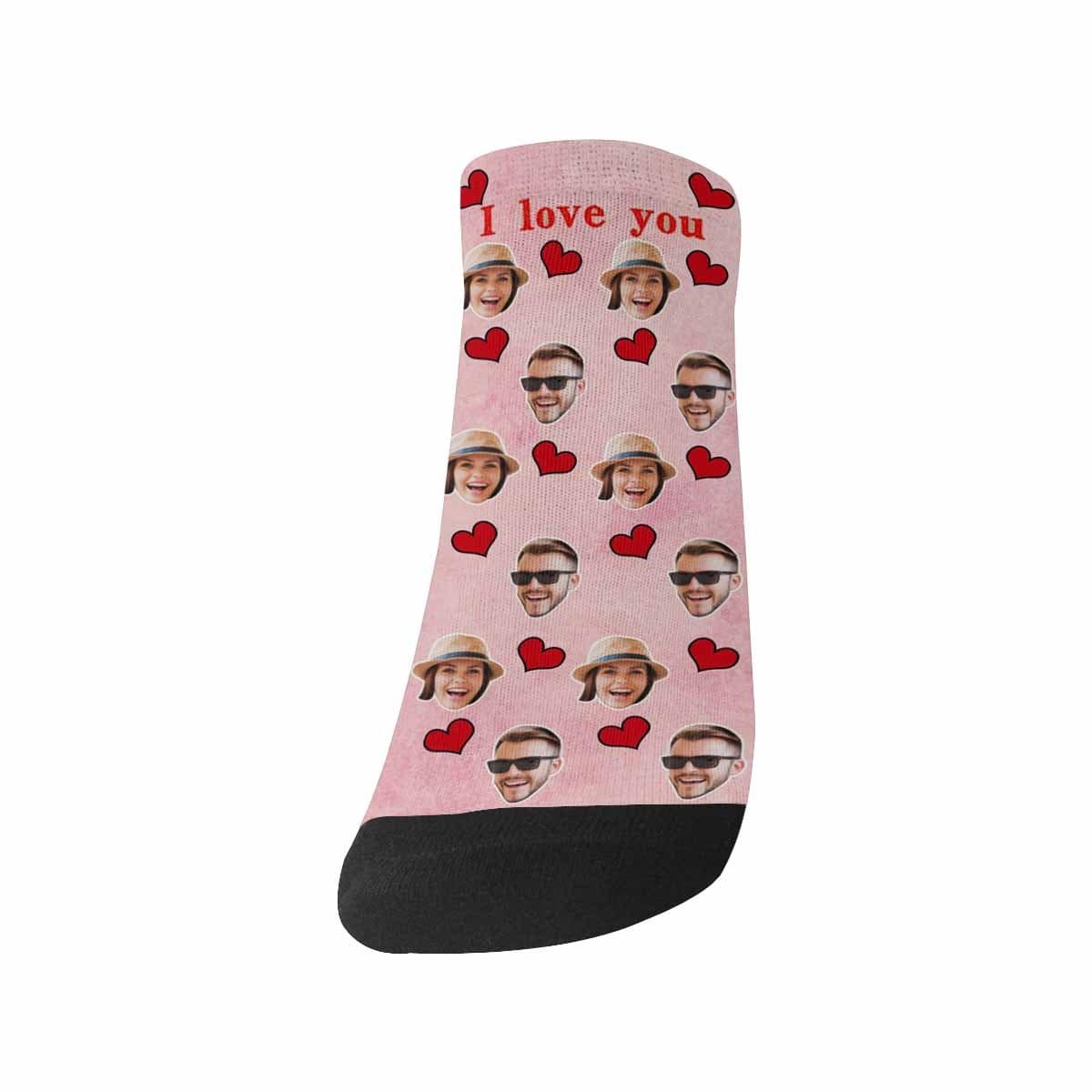 Custom Couple Photo Socks Personalized Red Love Couple Women&