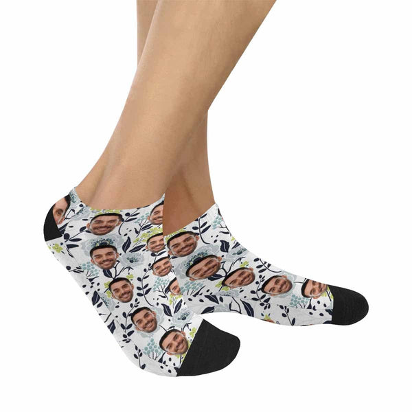 Custom Face Socks Low Cut Ankle Socks Personalized Rose Photo Men's Ankle Socks