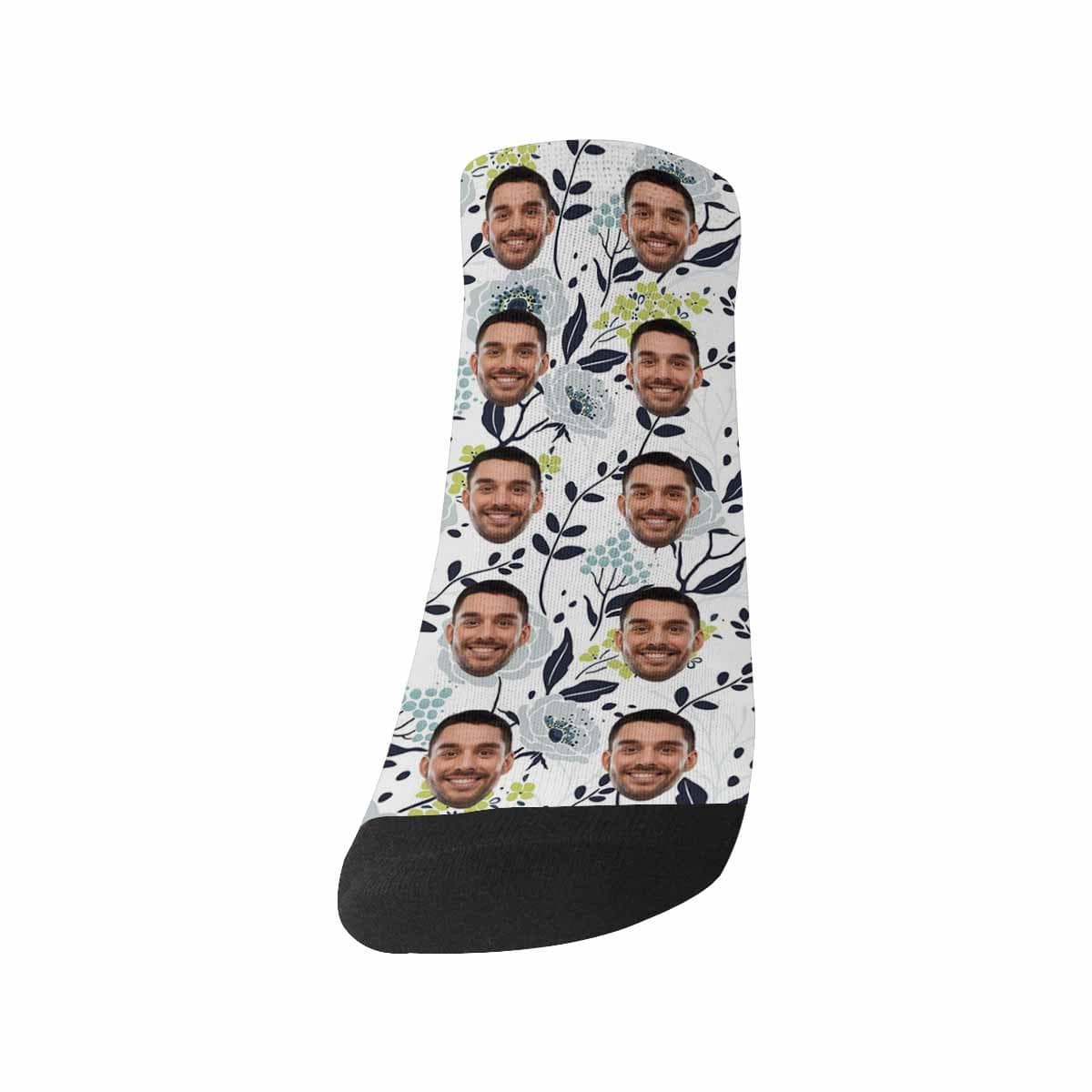 Custom Face Socks Low Cut Ankle Socks Personalized Rose Photo Men&