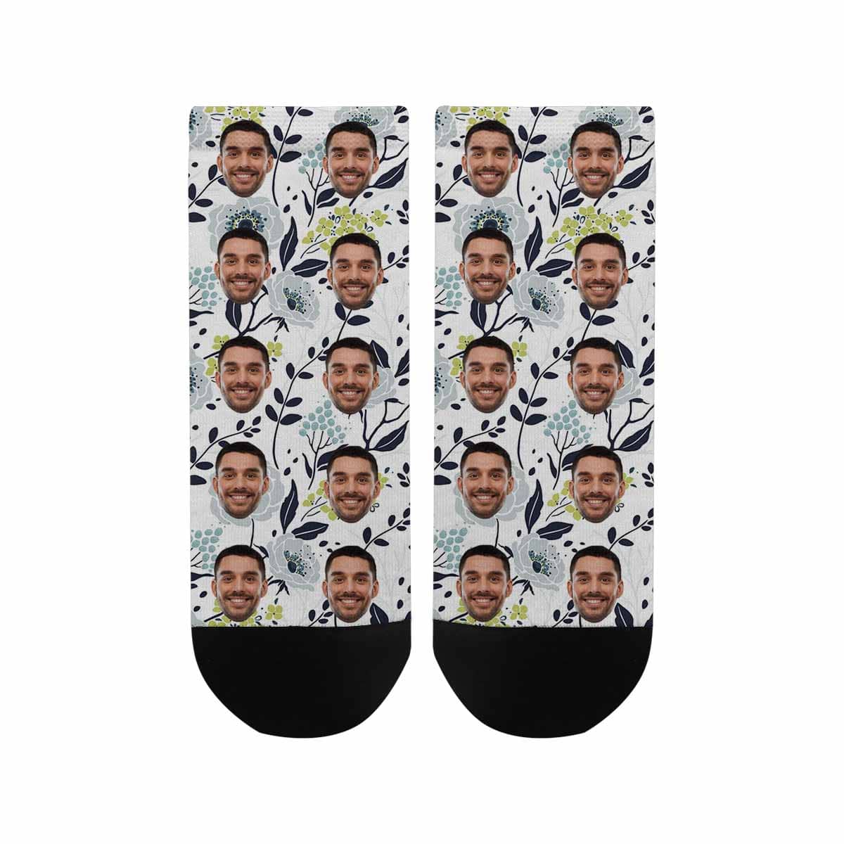 Custom Face Socks Low Cut Ankle Socks Personalized Rose Photo Men&