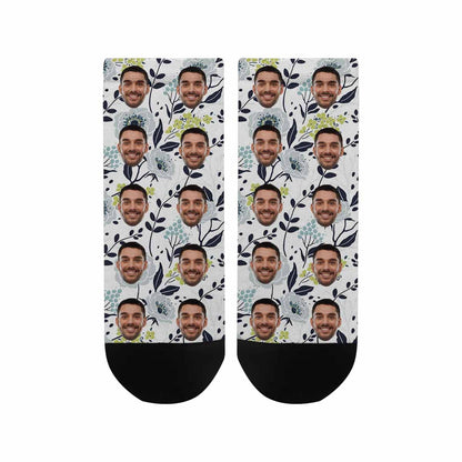 Custom Face Socks Low Cut Ankle Socks Personalized Rose Photo Men&