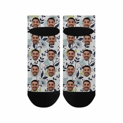 Custom Face Socks Low Cut Ankle Socks Personalized Rose Photo Men&