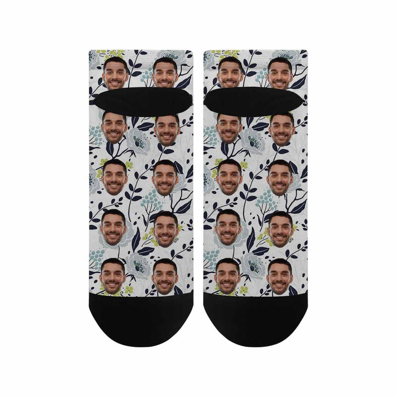 Custom Face Socks Low Cut Ankle Socks Personalized Rose Photo Men's Ankle Socks