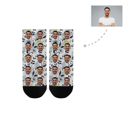 Custom Face Socks Low Cut Ankle Socks Personalized Rose Photo Men&