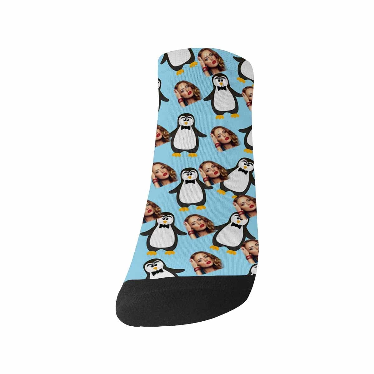 Custom Photo Socks Low Cut Ankle Socks Little Penguin Personalised Men&