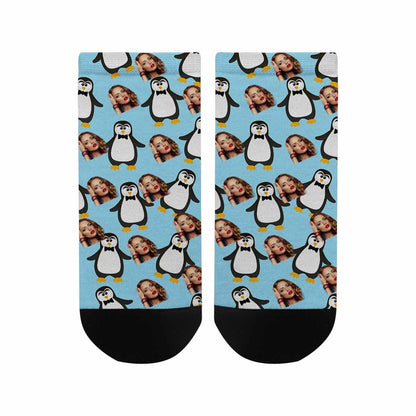 Custom Photo Socks Low Cut Ankle Socks Little Penguin Personalised Men&