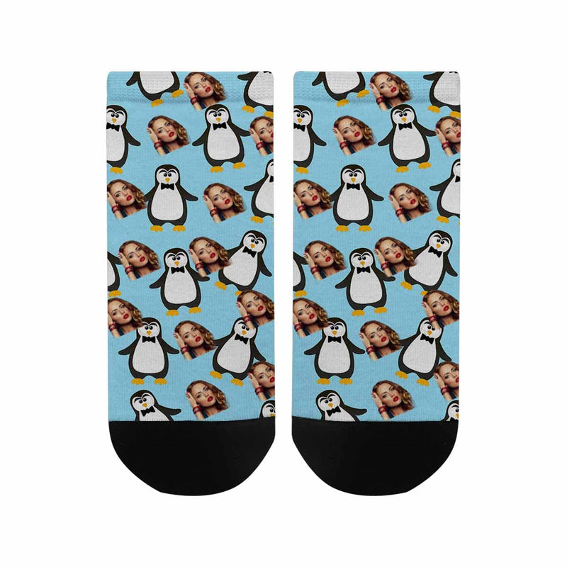 Custom Photo Socks Low Cut Ankle Socks Little Penguin Personalised Men's Ankle Socks