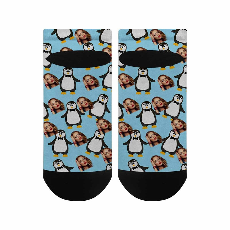 Custom Photo Socks Low Cut Ankle Socks Little Penguin Personalised Men's Ankle Socks