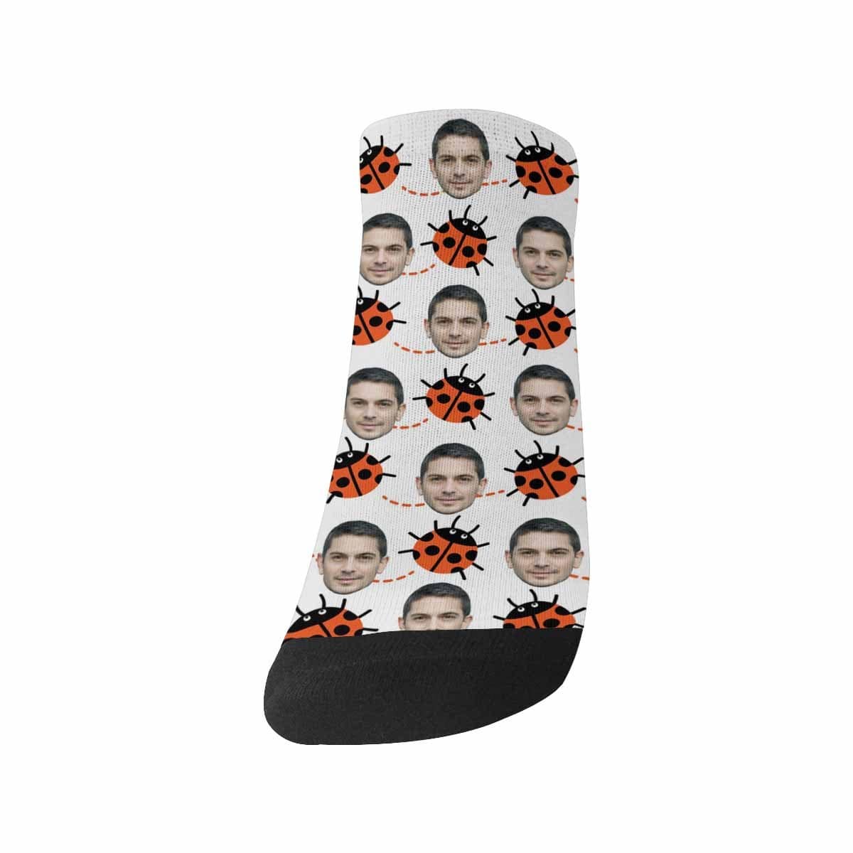 Custom Photo Socks Low Cut Ankle Socks With Boyfriend Face Personalized Ladybug Women&