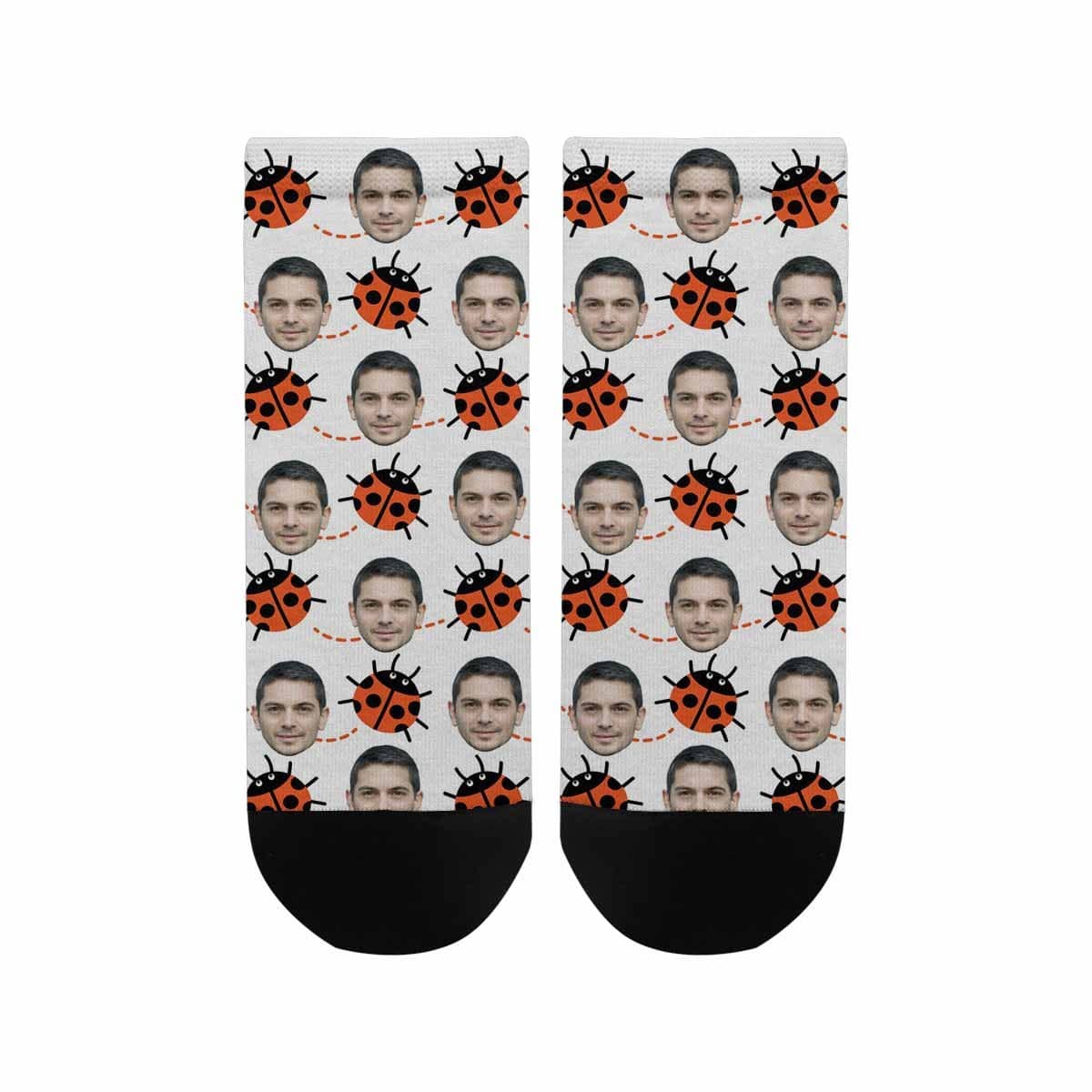 Custom Photo Socks Low Cut Ankle Socks With Boyfriend Face Personalized Ladybug Women&