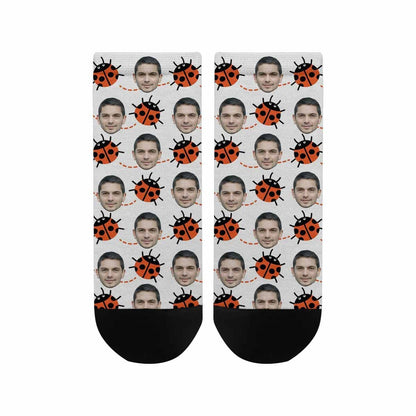 Custom Photo Socks Low Cut Ankle Socks With Boyfriend Face Personalized Ladybug Women&