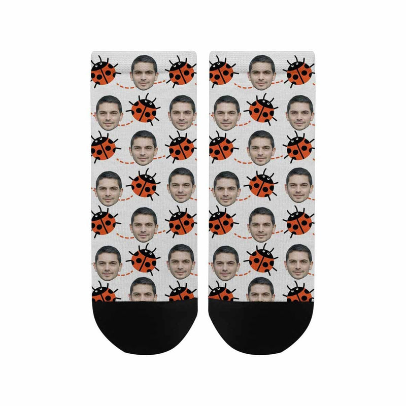 Custom Photo Socks Low Cut Ankle Socks With Boyfriend Face Personalized Ladybug Women's Ankle Socks