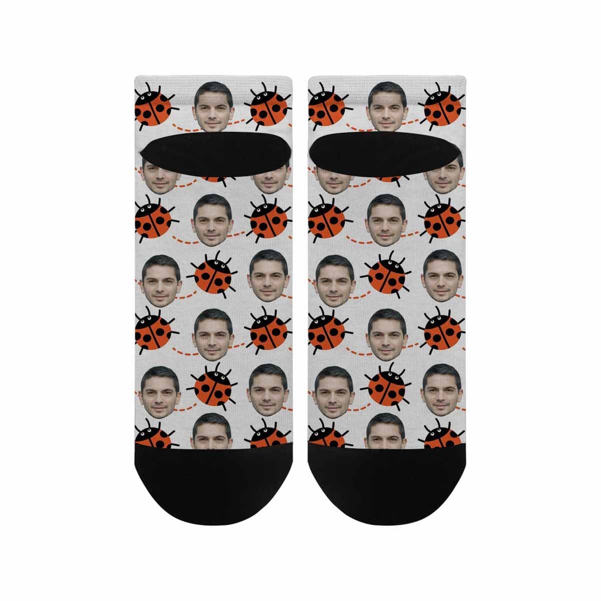 Custom Photo Socks Low Cut Ankle Socks With Boyfriend Face Personalized Ladybug Women&