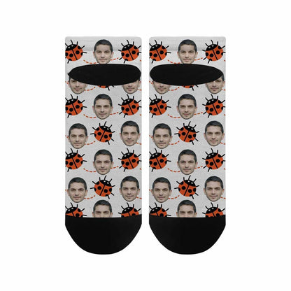 Custom Photo Socks Low Cut Ankle Socks With Boyfriend Face Personalized Ladybug Women&