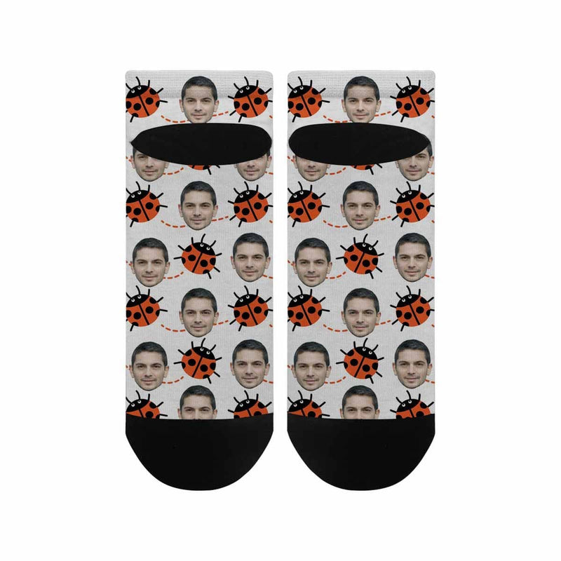 Custom Photo Socks Low Cut Ankle Socks With Boyfriend Face Personalized Ladybug Women's Ankle Socks