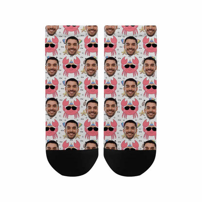 Personalised Socks with Boyfriend Face Custom Cute Crab Women&