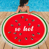 Custom Face&Text Personalized Round Watermelon Design Beach Towel Bath Towel Custom Pool Towel Birthday Vacation