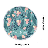 Custom Name Personalized Flower Round Beach Towel Bath Towel Custom Pool Towel Birthday Vacation