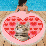 Custom Photo Personalized Pet Love Design Round Beach Towel Bath Towel Custom Pool Towel Birthday Vacation