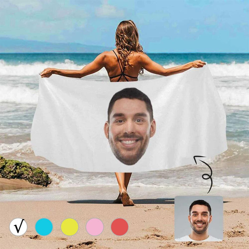 Custom Big Face Photo Beach Towel Quick-Dry, Sand-Free, Super Absorbent, Non-Fading, Beach&Bath Towel Beach Blanket Personalized Beach Towel Funny Selfie Gift