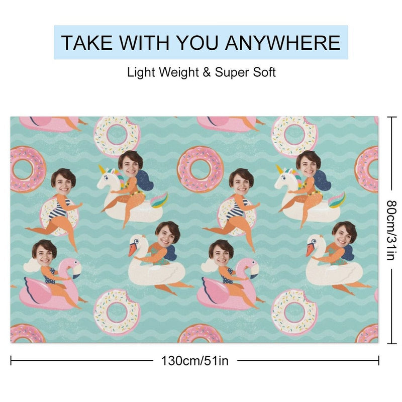 Custom Face Funny Donut Beach Towel Quick-Dry Sand-Free Super Absorbent Non-Fading Beach&Bath Towel