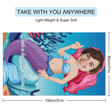 Custom Face&Text Mermaid Princess Beach Towel Quick-Dry Sand-Free Super Absorbent Non-Fading Beach&Bath Towel