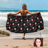 Custom Face I Love You Beach Towel Quick-Dry, Sand-Free, Super Absorbent, Non-Fading, Beach&Bath Towel Beach Blanket Personalized Beach Towel Funny Selfie Gift