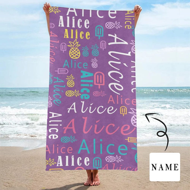 Custom Fruit Name Beach Towel Quick-Dry, Sand-Free, Super Absorbent, Non-Fading, Beach&Bath Towel Beach Blanket Personalized Beach Towel Funny Selfie Gift