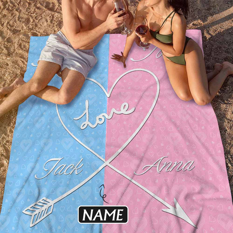 Custom Name Couple Matching Beach Towel Quick-Dry, Sand-Free, Super Absorbent, Non-Fading, Beach&Bath Towel Beach Blanket Personalized Beach Towel Funny Selfie Gift