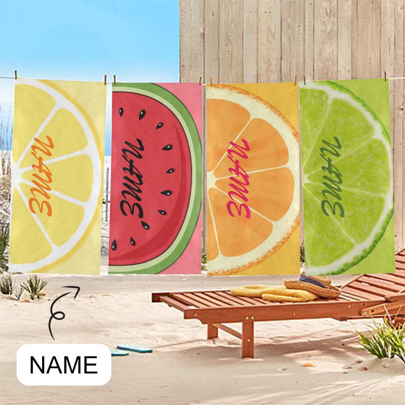 Custom Name Fruit Beach Towel Quick-Dry, Sand-Free, Super Absorbent, Non-Fading, Beach&Bath Towel Beach Blanket Personalized Beach Towel Funny Selfie Gift