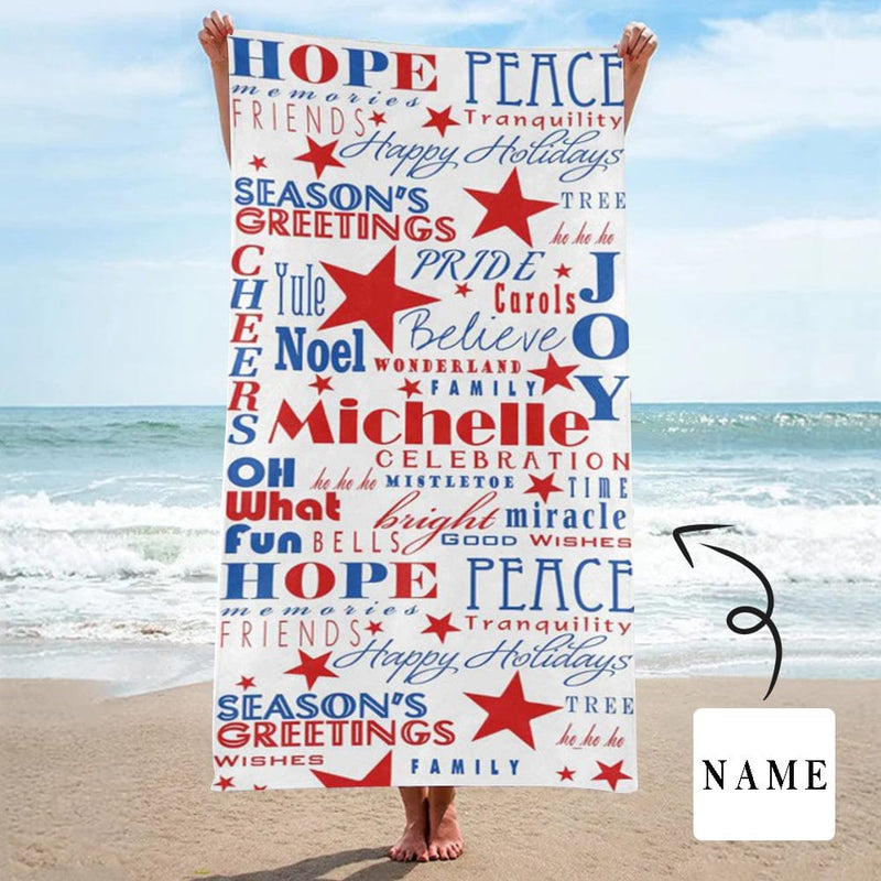 Custom Name Hope Beach Towel Quick-Dry, Sand-Free, Super Absorbent, Non-Fading, Beach&Bath Towel Beach Blanket Personalized Beach Towel Funny Selfie Gift