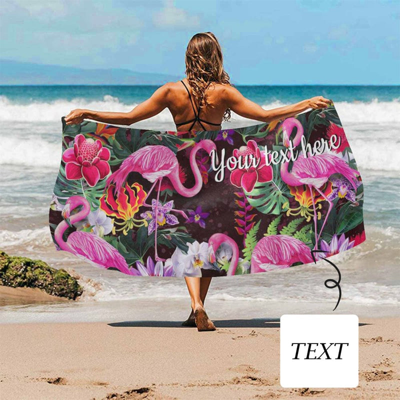 Custom Text Flamingo Beach Towel Quick-Dry, Sand-Free, Super Absorbent, Non-Fading, Beach&Bath Towel Beach Blanket Personalized Beach Towel Funny Selfie Gift