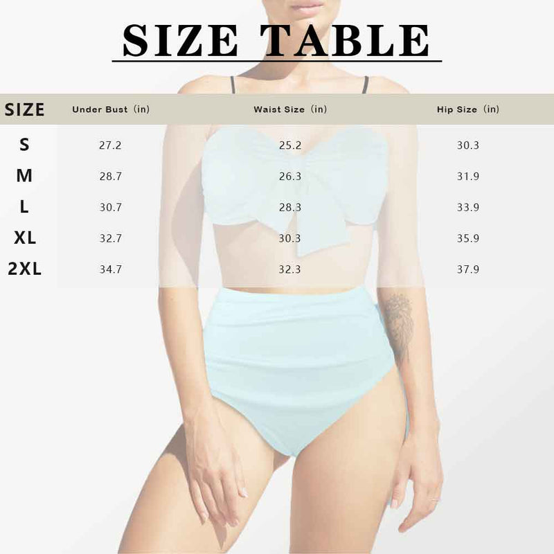 Custom Big Face Black High Waist Bikini Personalized Chest Bow Two-piece Bikini Swimsuit Set