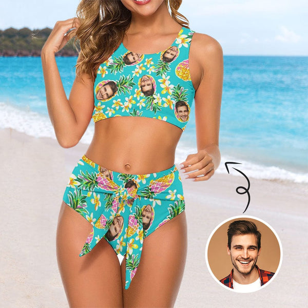 Custom Face Pineapple Personalized Women's Strap Bikini Swimsuit