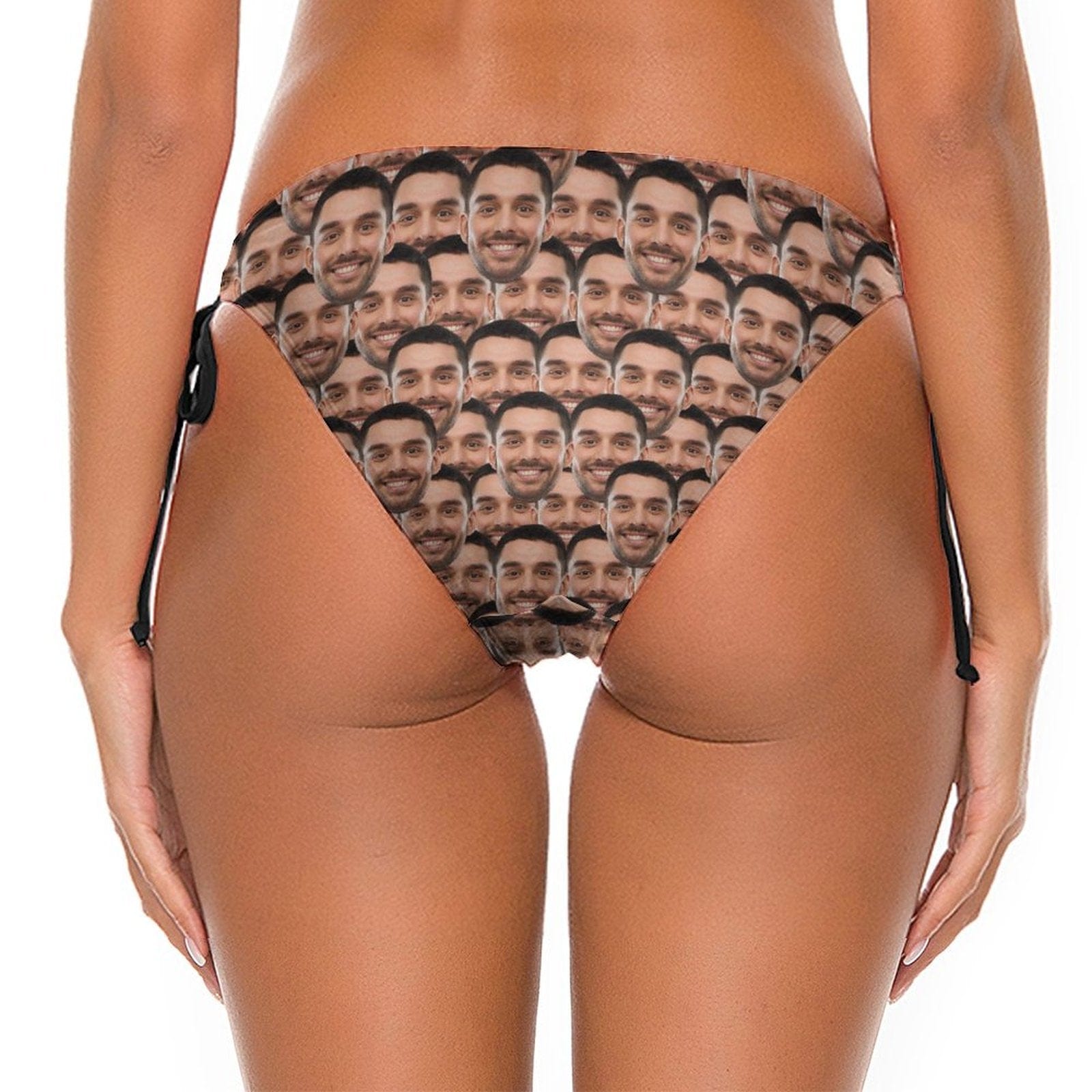 Side Tie-Custom Seamless Face Personalized Bikini Swimsuit Bottom