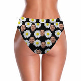 High Waisted High Cut Bikini Bottom-Custom Face Flower Personalized Bikini Swimsuit Bottom