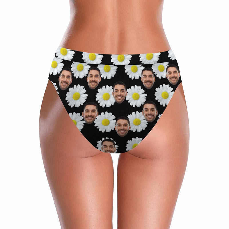 High Waisted High Cut Bikini Bottom-Custom Face Flower Personalized Bikini Swimsuit Bottom